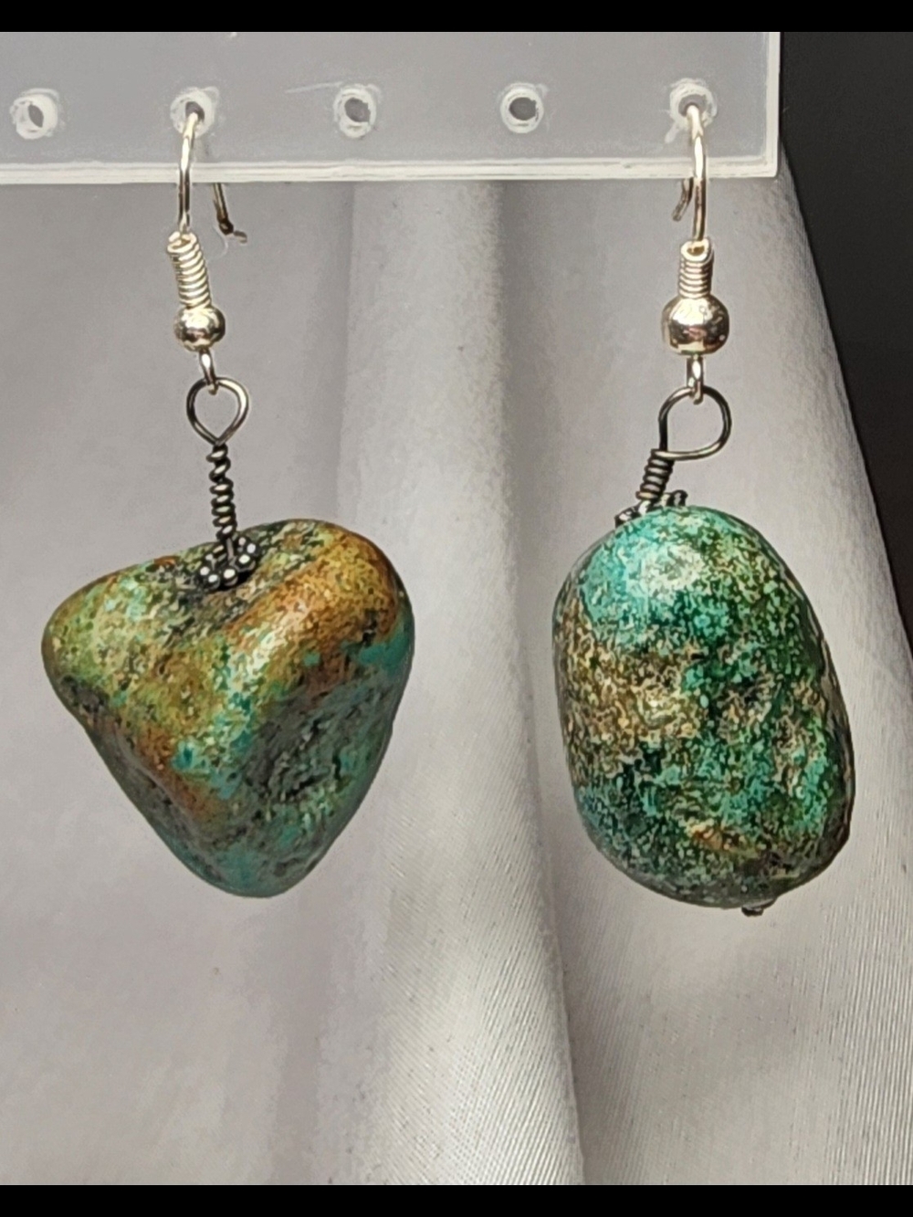 Handcrafted Turquoise-Green Stone Drop Earrings - Women Jewelry